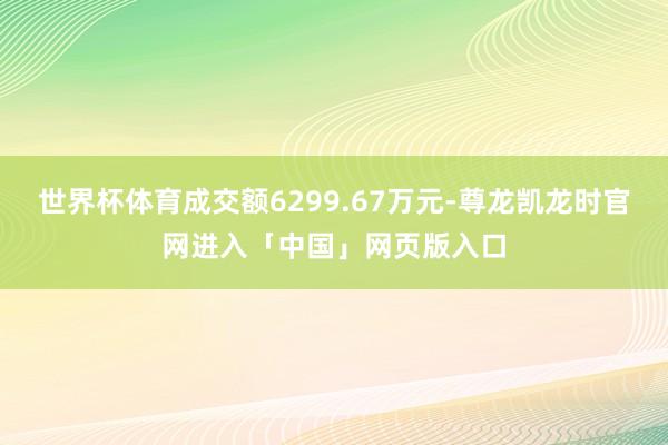 世界杯体育成交额6299.67万元-尊龙凯龙时官网进入「中国」网页版入口
