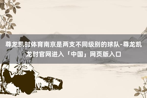 尊龙凯时体育南京是两支不同级别的球队-尊龙凯龙时官网进入「中国」网页版入口